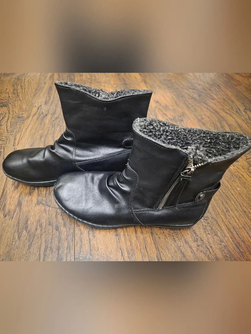 Sporto Black Faux-Fur Lined Mid-Calf Zip Boots